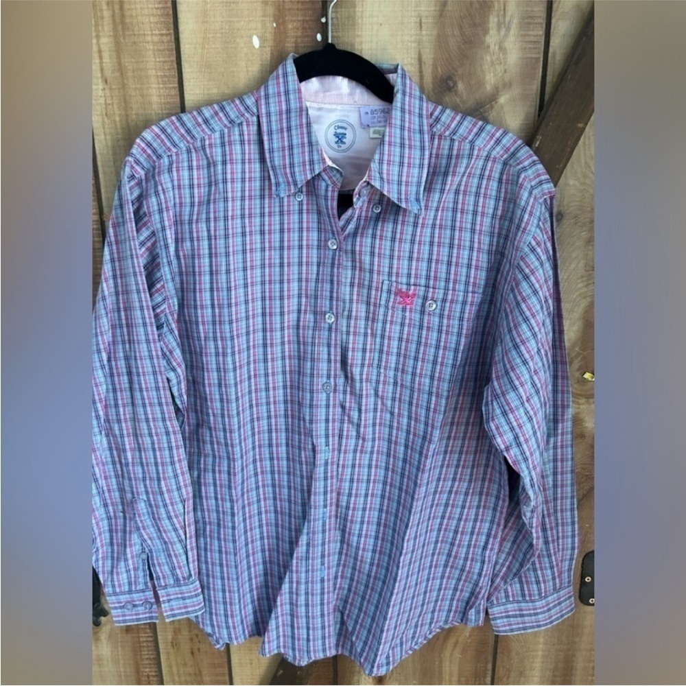 Twenty X Women’s Plaid Pink Purple Long Sleeves Western Button Down Shirt Sz M